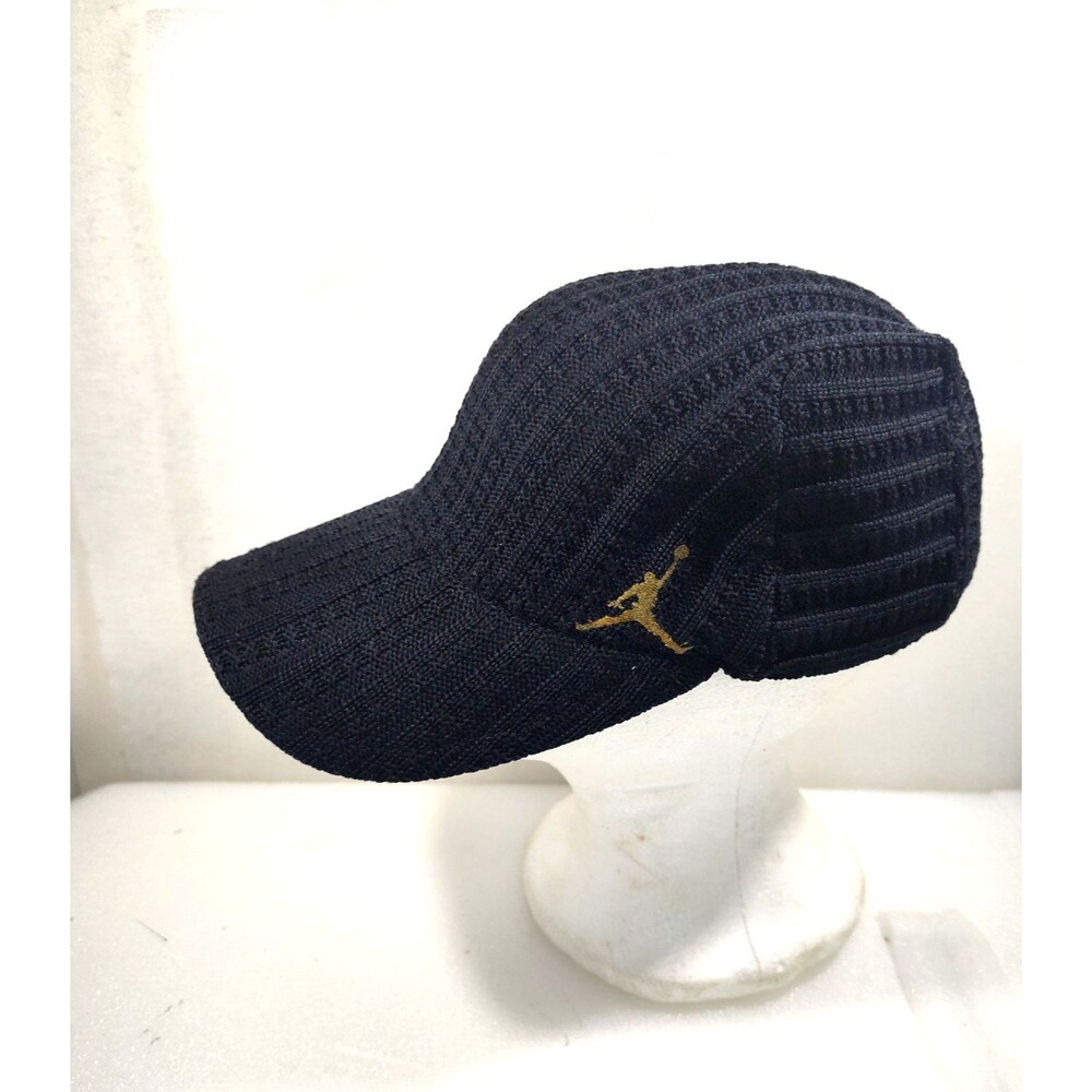 Vintage AIR JORDAN Jumpman Men's Knit Black Cap Hat Sz L/XL Flex Fit Cable Woven